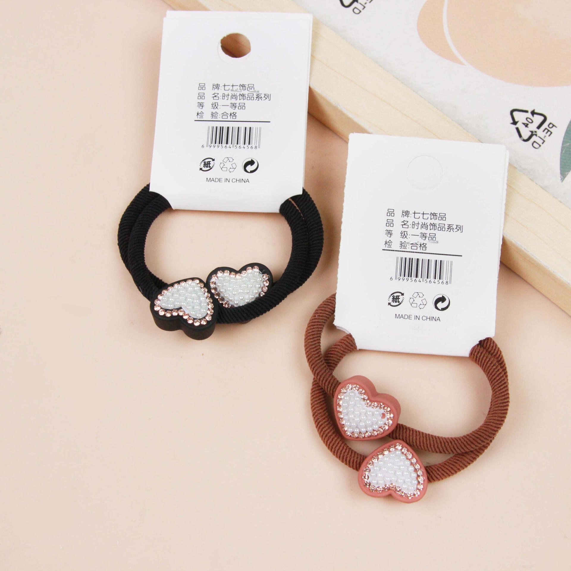 Bộ dây buộc tóc hình trái tim bằng ngọc trai 2
