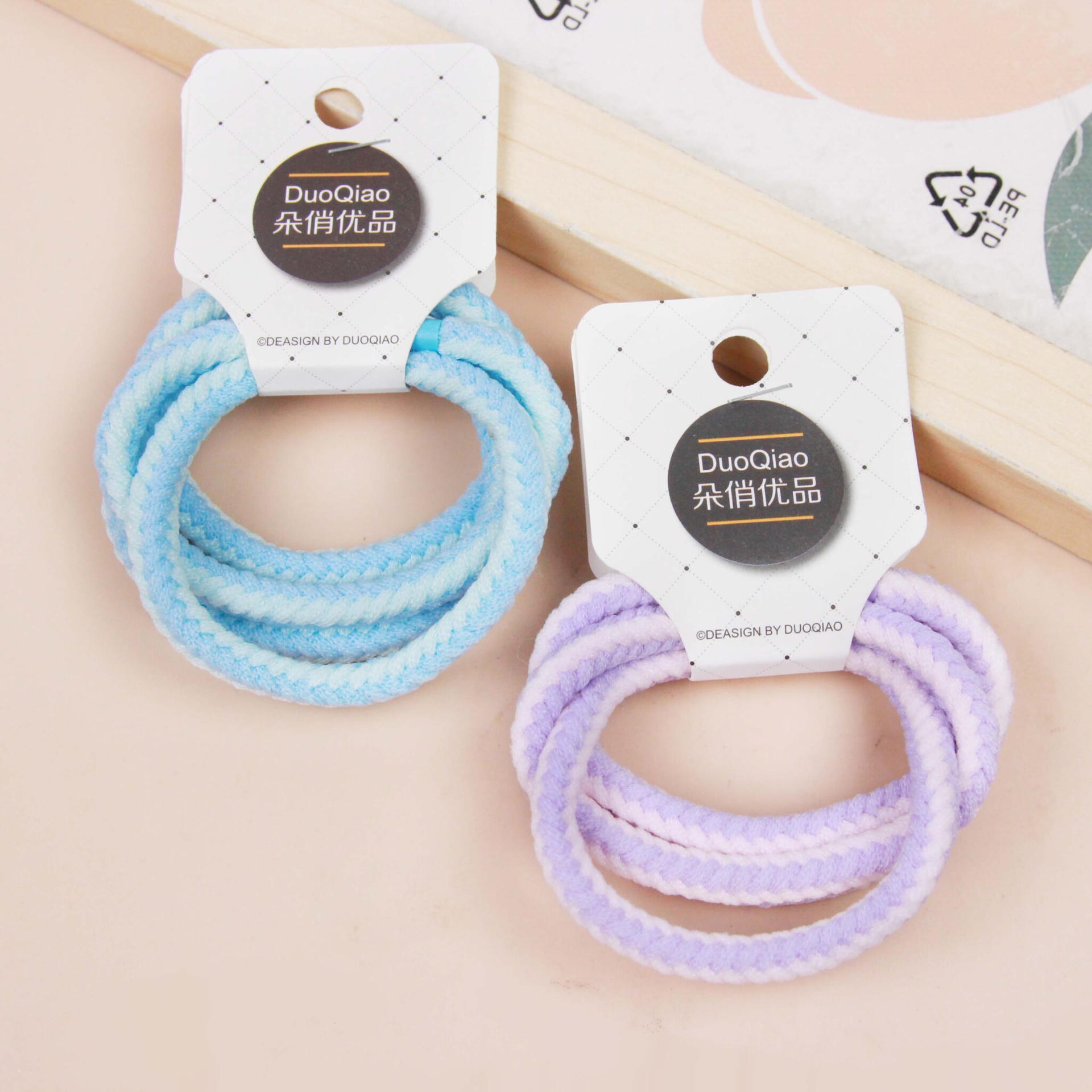 Bộ dây buộc tóc dày màu mùa xuân đơn giản 1 Bộ dây buộc tóc dày màu mùa xuân đơn giản