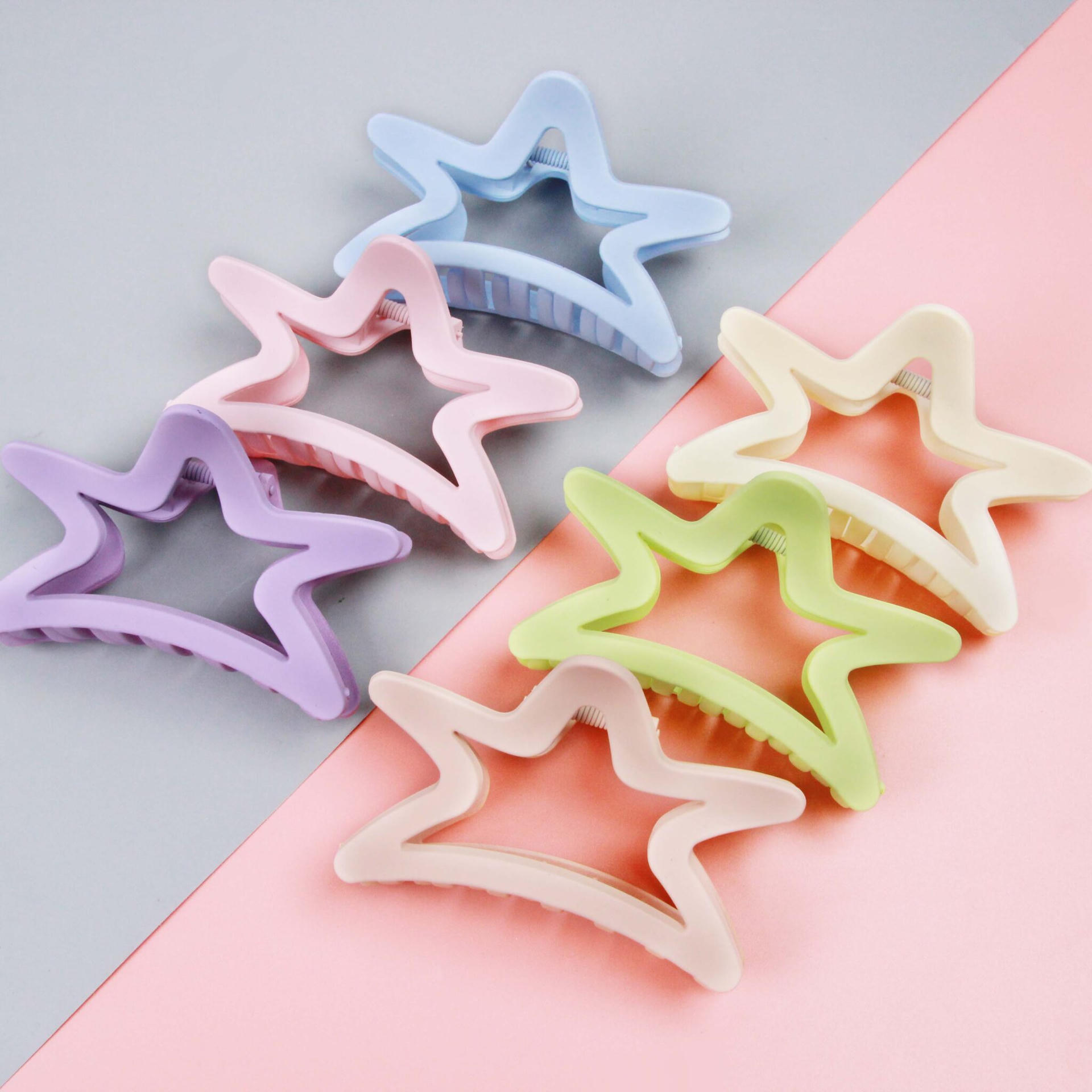 Kẹp tóc lớn năm cánh màu mờ 11Cm 2